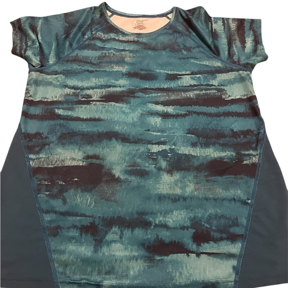 Tek Gear DryTek Athletic Short Sleeve Short Teal Print